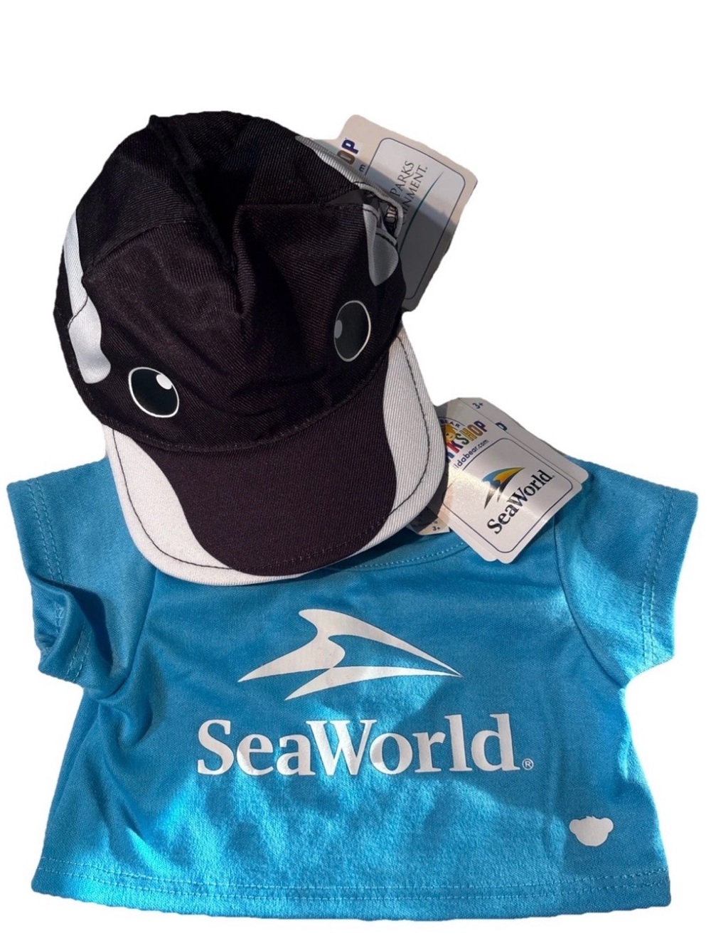 Build A Bear Seaworld Clothing Lot T shirts and Orca Hat New With Tags